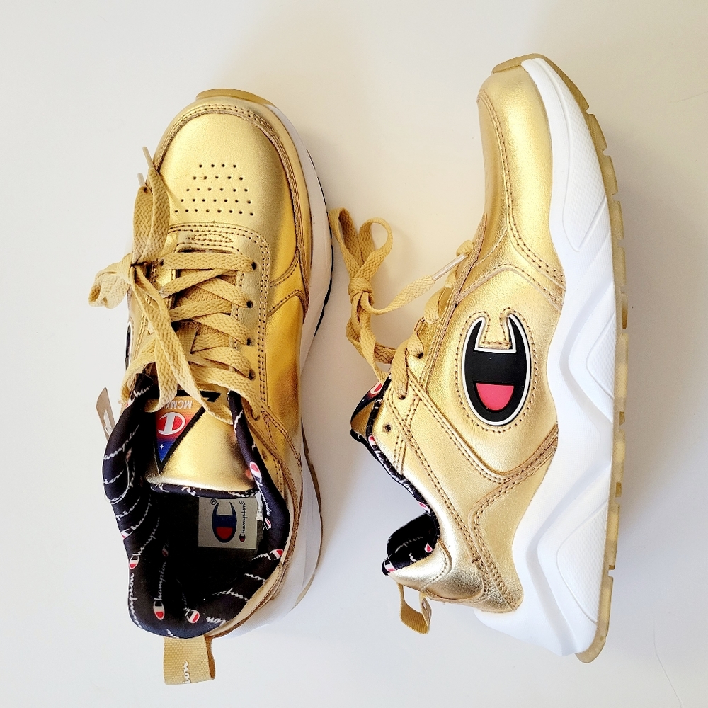 New Gold Leather Champion 93 Eighteen Sneakers